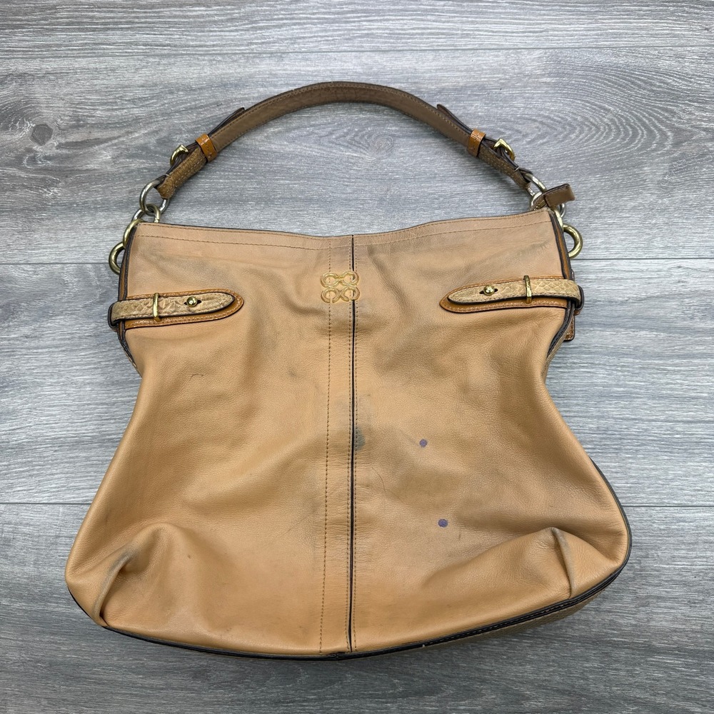 Coach Colette 16413 Hobo Shoulder Bag Handbag Tan Camel Leather Gold Hardware
